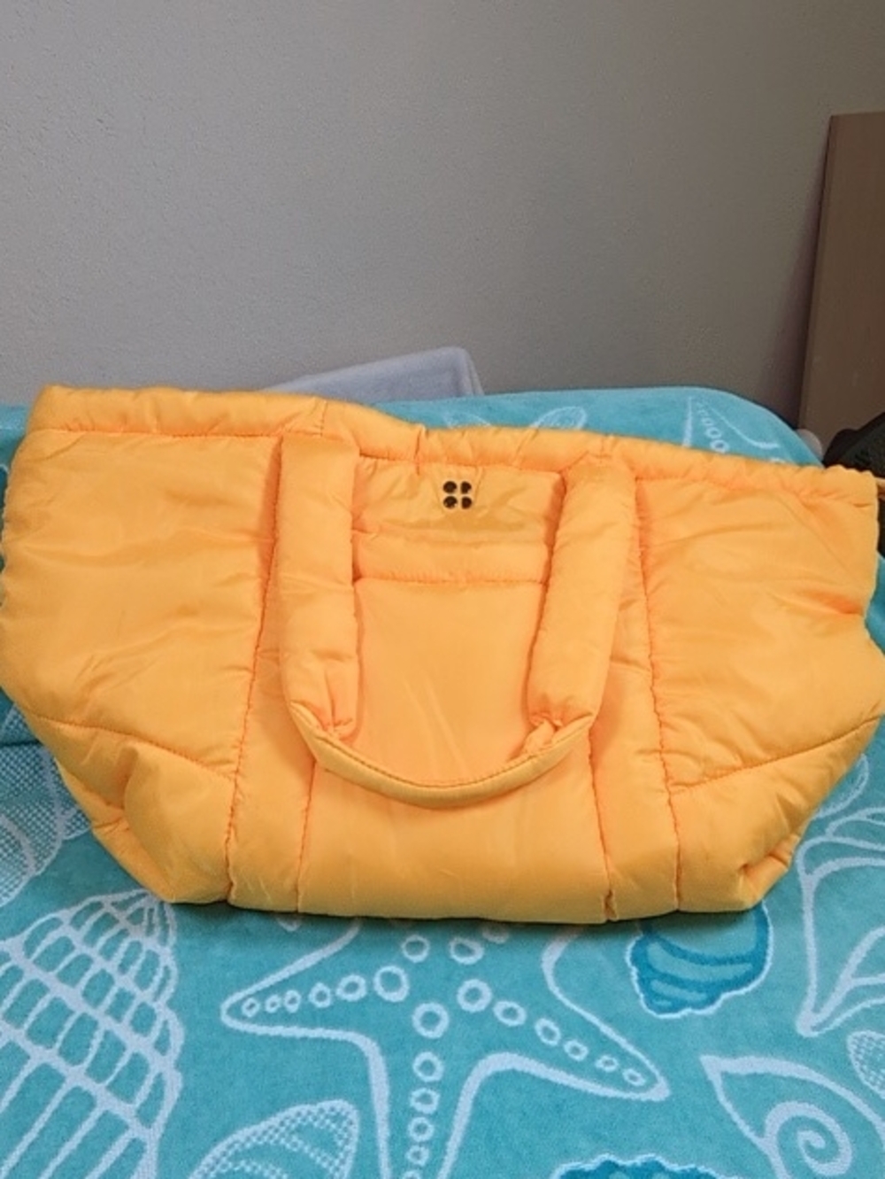 Sweaty Betty Yellow Quilted Puffer Tote